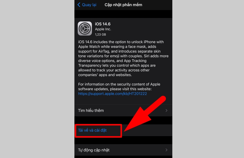 Thực hiện tải về v&agrave; c&agrave;i đặt để cập nhật hệ điều h&agrave;nh